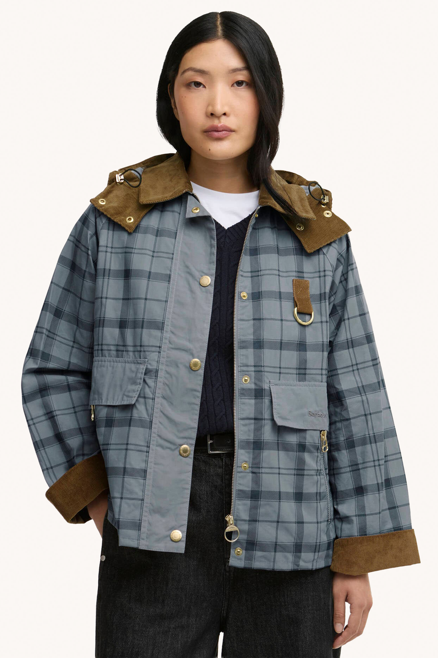 BARBOUR - VESTE CARNFORTH À CARREAUX GRISE EN TARTAN