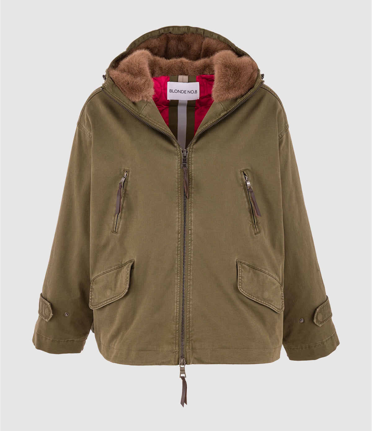 Parka courte Blonde N°8 Bella khaki brown femme vue principale