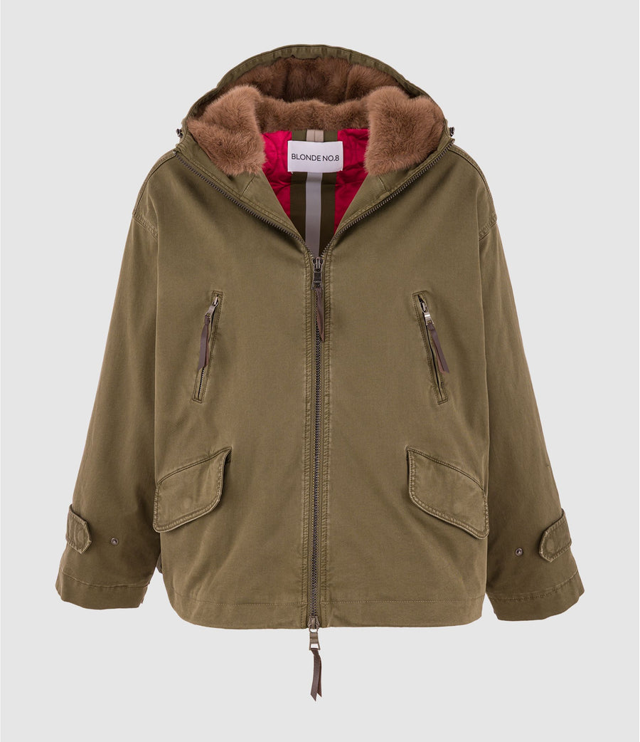 Parka courte Blonde N°8 Bella khaki brown femme vue principale