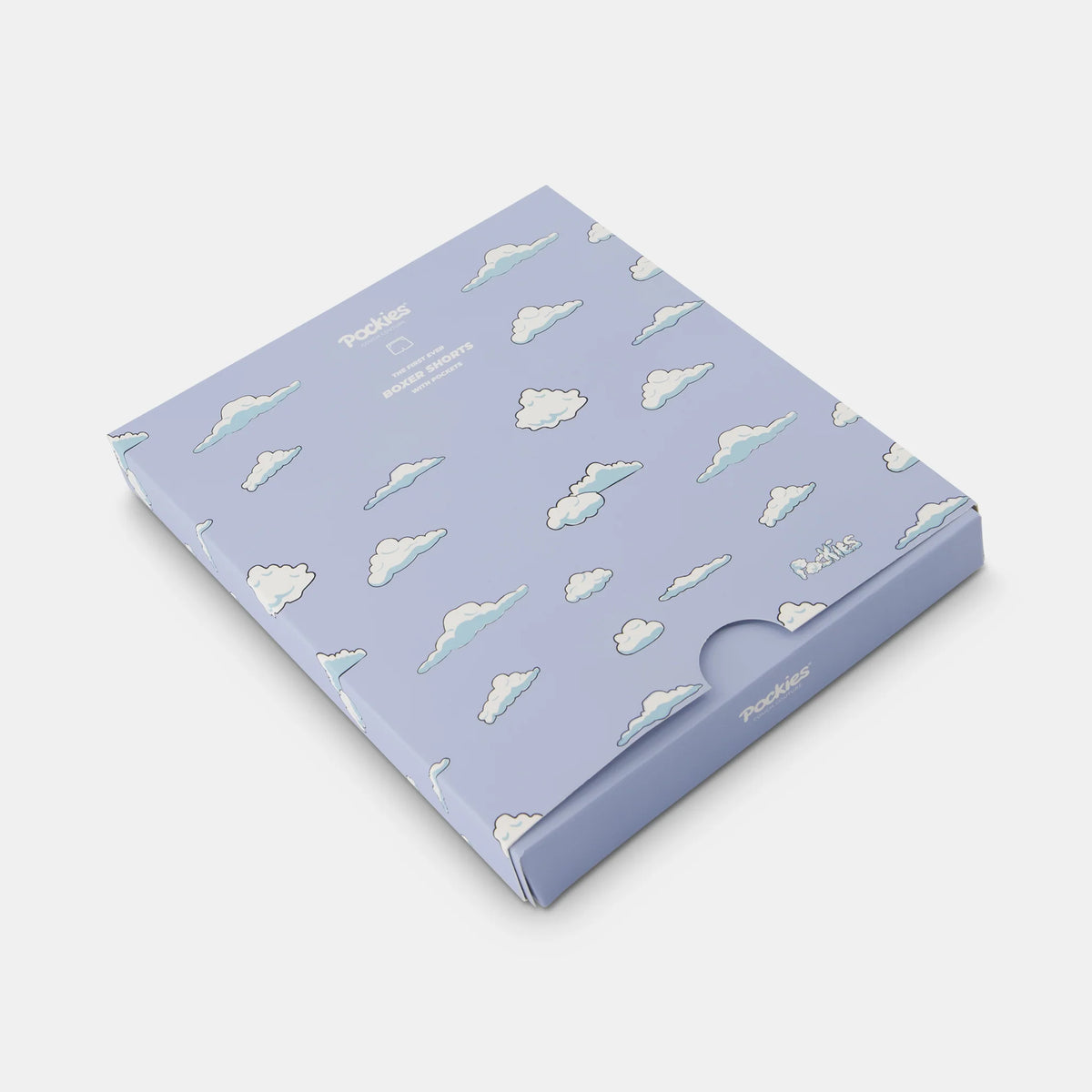Boxer Pockies Blue Clouds bleu en coton bio, vue complémentaire