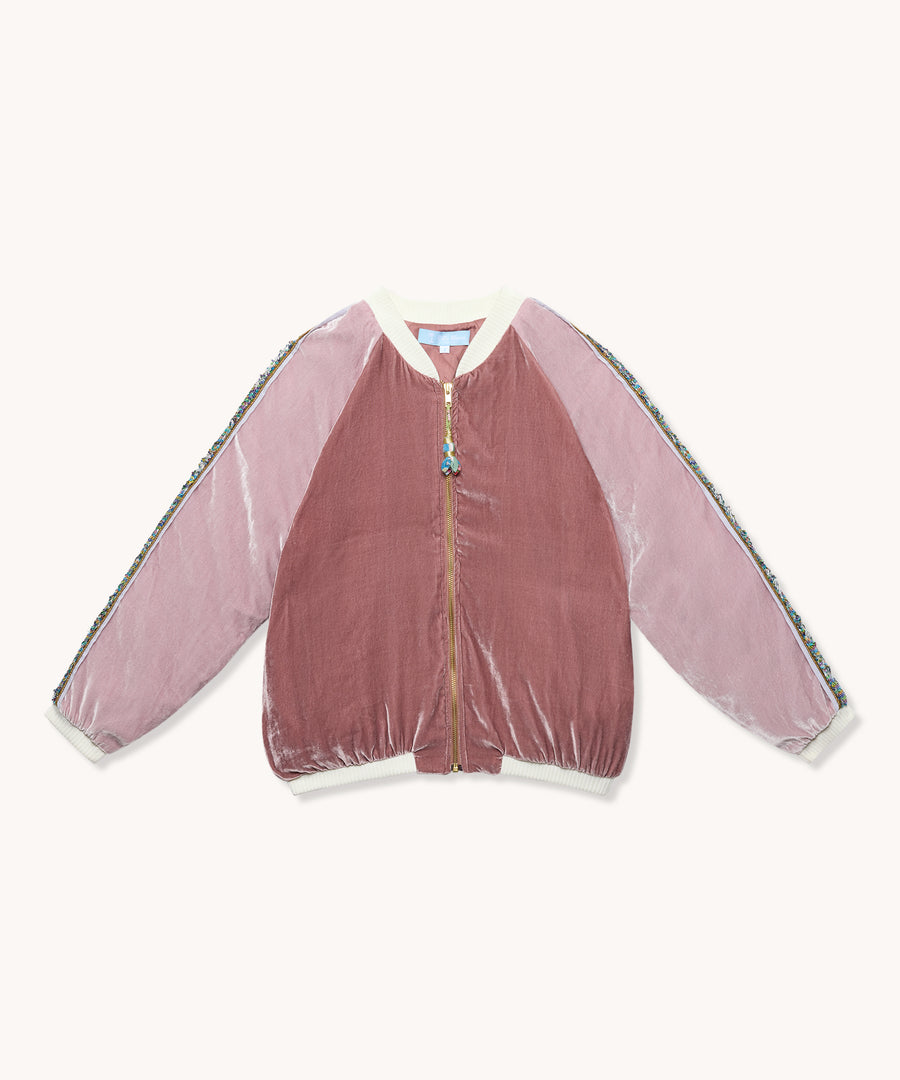 THE BLUE ISLAND - PINK VELVET BOMBER JACKETS