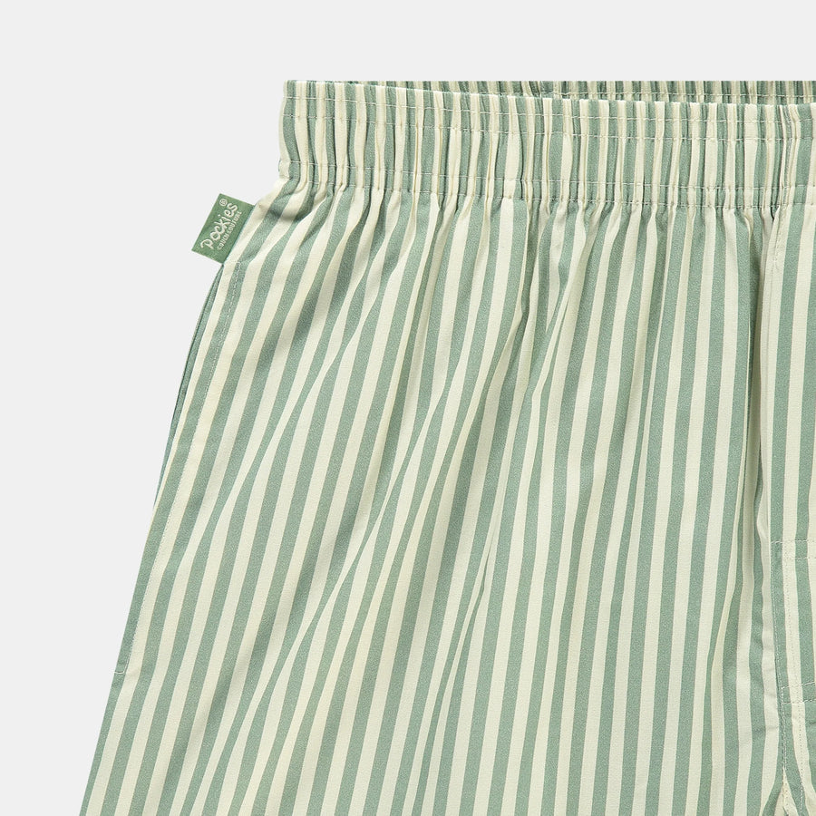 Boxer Pockies Green Striped à rayures vertes, vue de détail