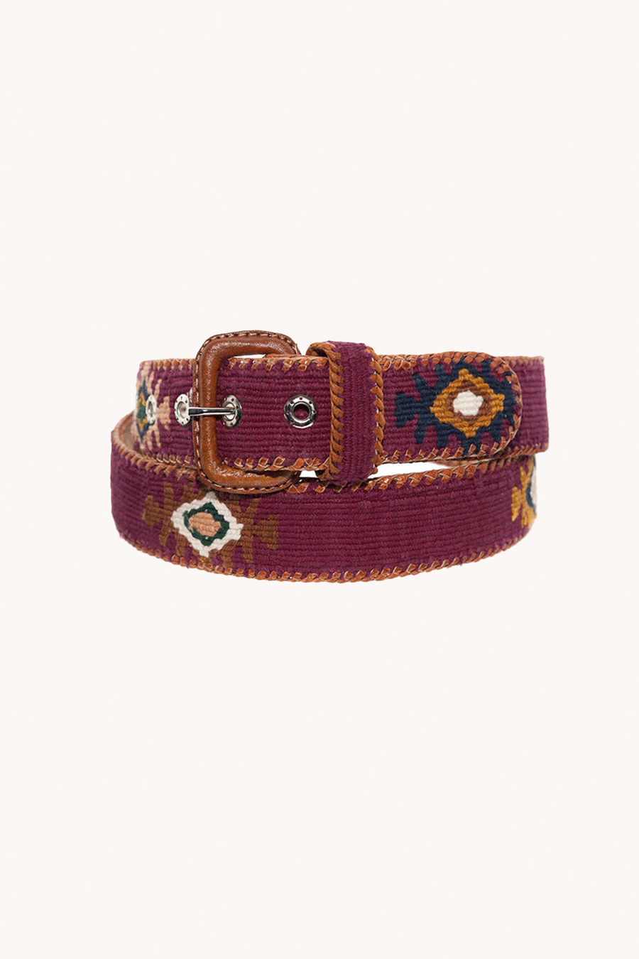 LA MANSA - Burgundy Ethnic Belt