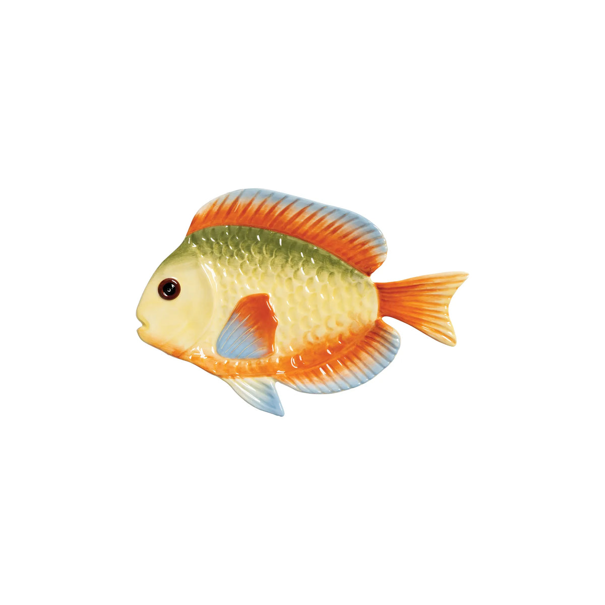 Assiette plate poisson en céramique multicolore, vue principale