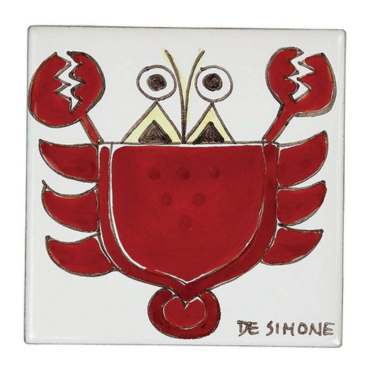 Carreau mural Folk crabe Cancer Ceramiche De Simone rouge blanc, vue principale