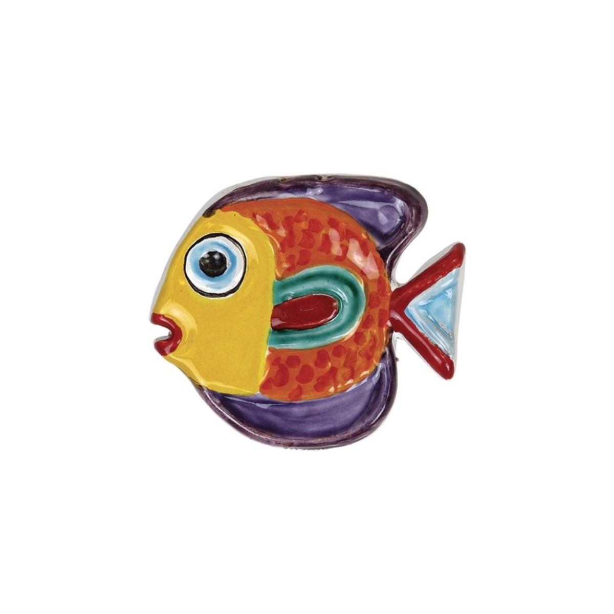 Poisson en bas-relief rond Ceramiche De Simone multicolore, vue principale