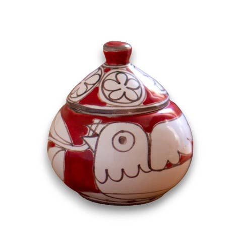 Sucrier Fichi d'India Ceramiche De Simone rouge et blanc, vue principale