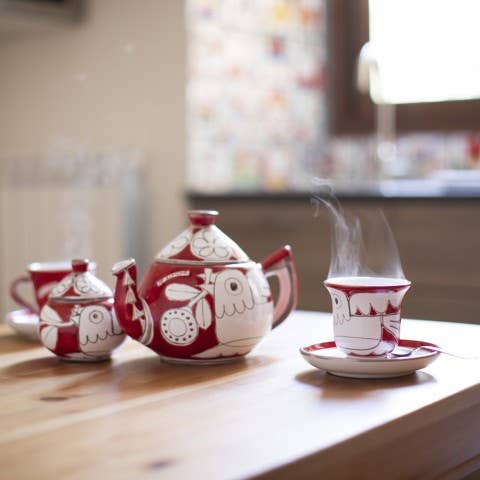 Sucrier Fichi d'India Ceramiche De Simone rouge et blanc, deuxième vue
