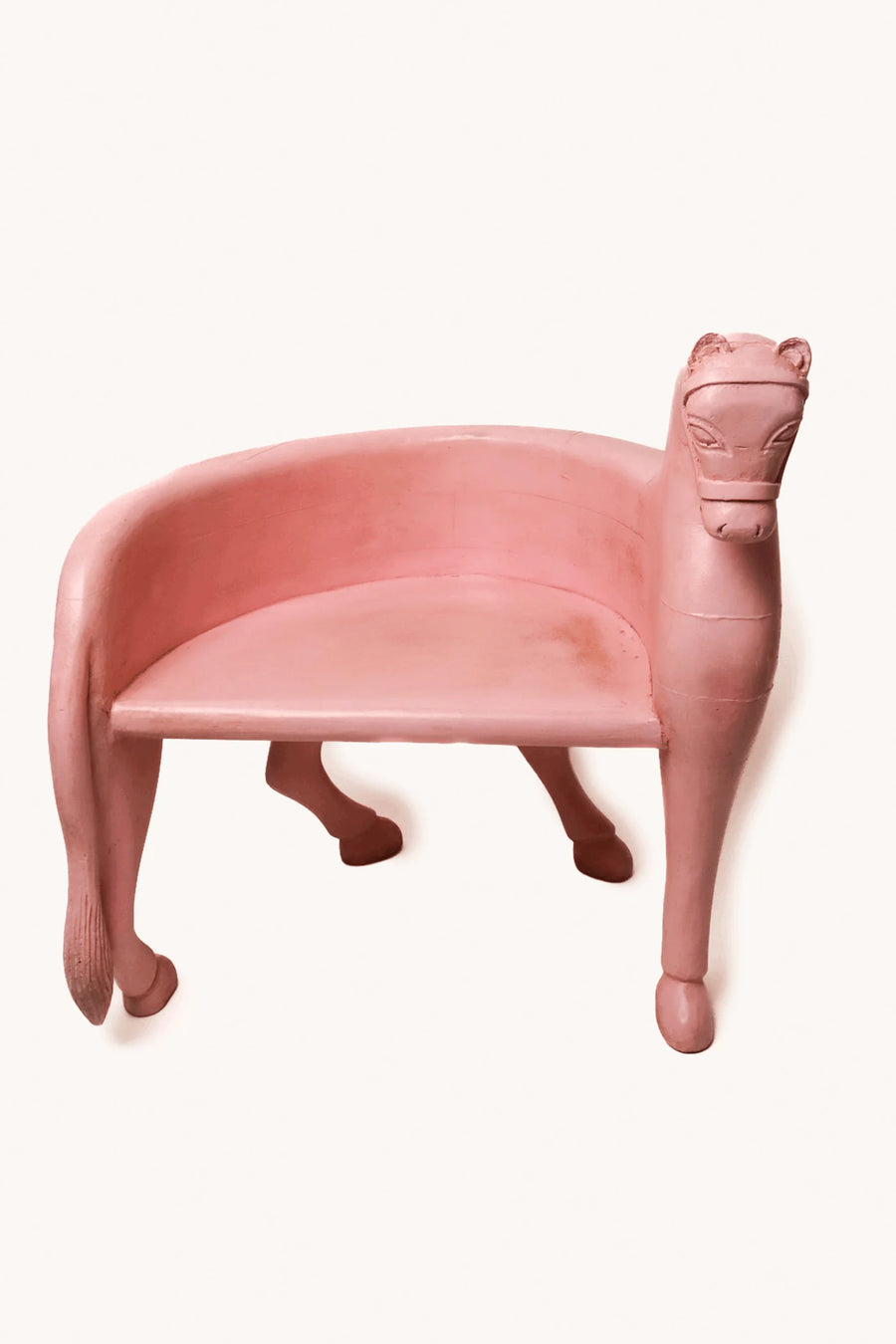SMALL PINK WOODEN HORSE CHAIR