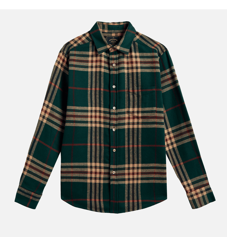 Chemise Cervo Green Portuguese Flannel à motif tartan vert