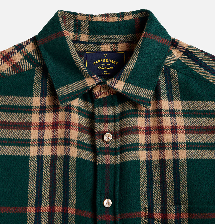 Chemise Cervo Green Portuguese Flannel à motif tartan vert