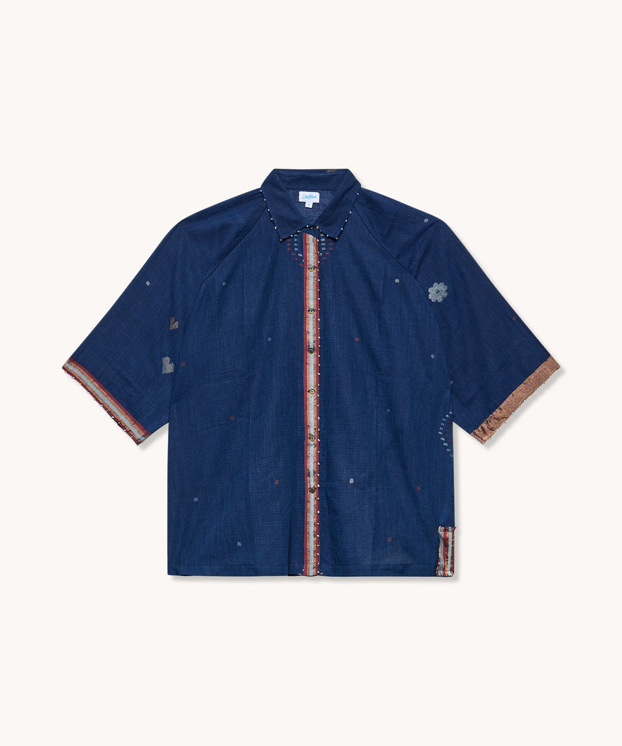 L'ÎLE BLEUE - BLOUSE FEMME NOCHON COEUR JAMDANI BLEU