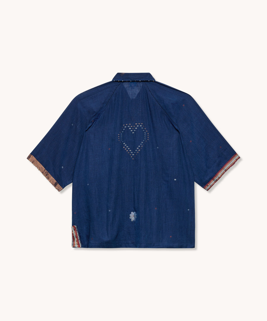 L'ÎLE BLEUE - BLOUSE FEMME NOCHON COEUR JAMDANI BLEU