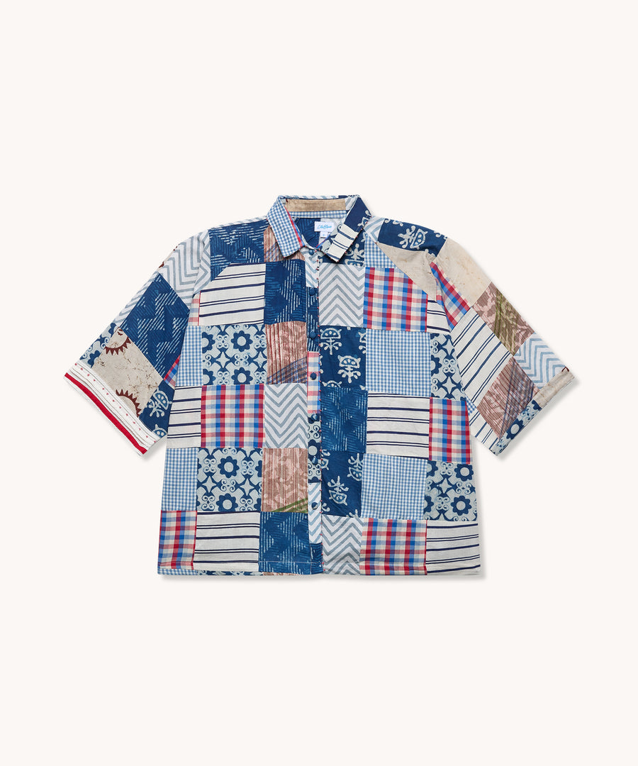 L'ÎLE BLEUE - BLOUSE NOCHON À PATCHWORK BLEU