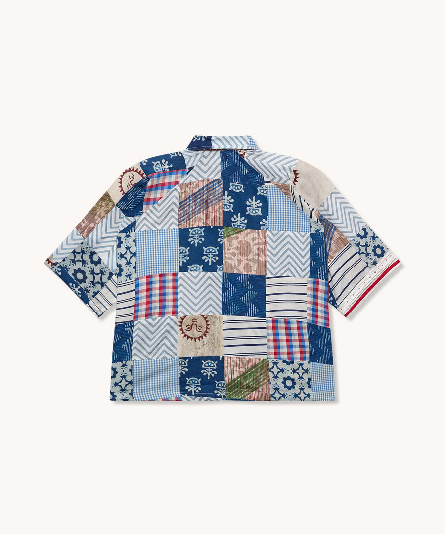 L'ÎLE BLEUE - BLOUSE NOCHON À PATCHWORK BLEU