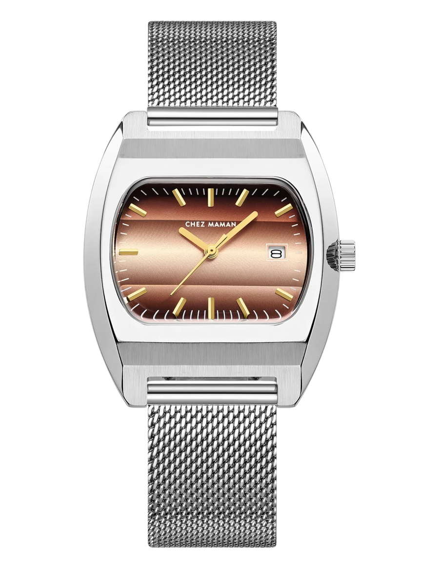 Montre Chez Maman Magnum Copper Sunrise bracelet milanais, vue principale