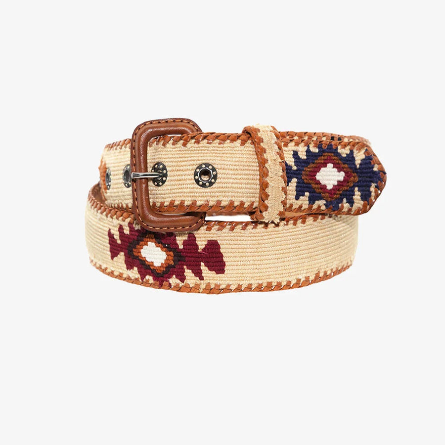 Ceinture tissée unisexe La Mansa Beige, vue principale
