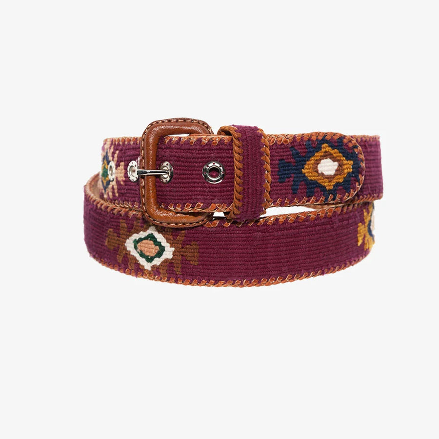 Ceinture tissée unisexe La Mansa Bordeaux, vue principale