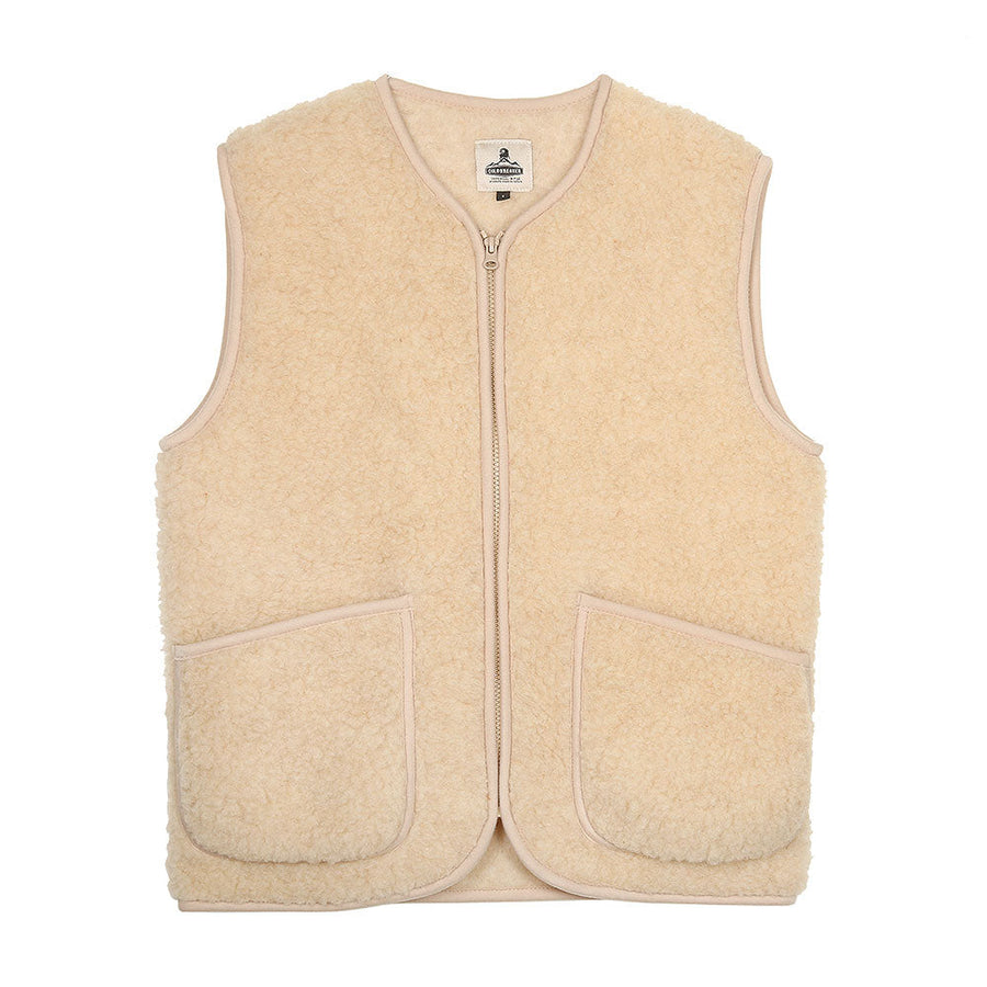 Veste sans manches Pepitko Coldbreaker en laine bouclée beige, vue principale
