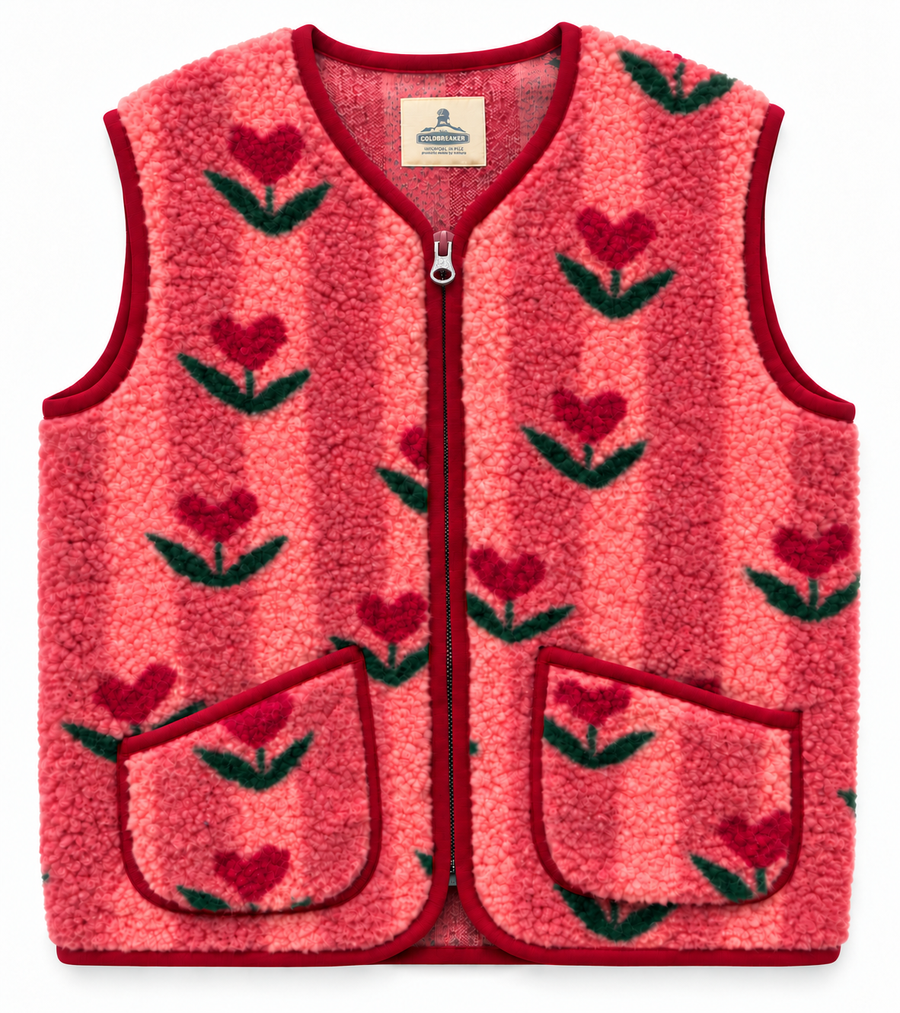 Veste sans manches Pepitko Coldbreaker rose motif tulipes, vue principale