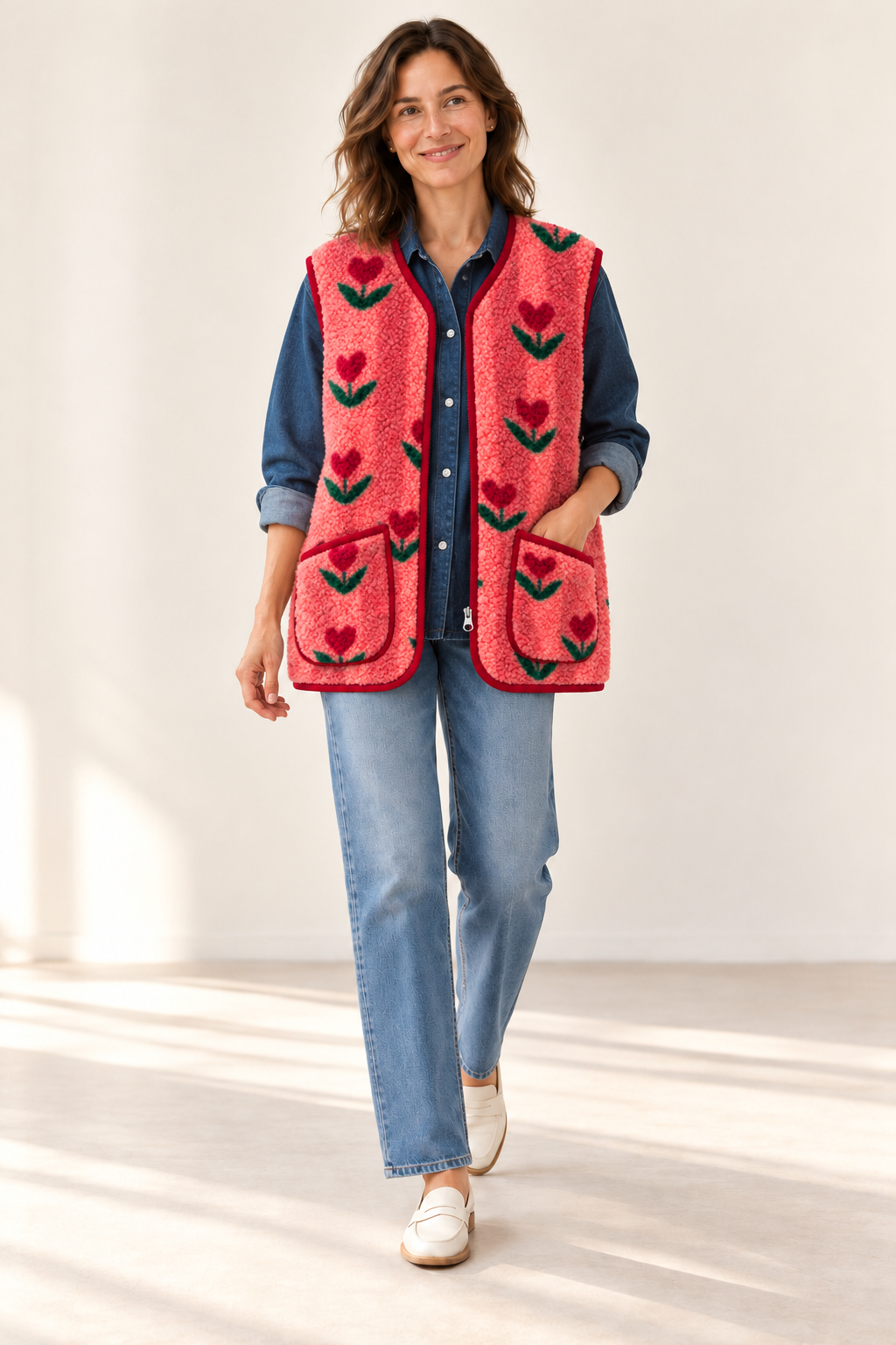 Veste sans manches Pepitko Coldbreaker rose motif tulipes, quatrième vue