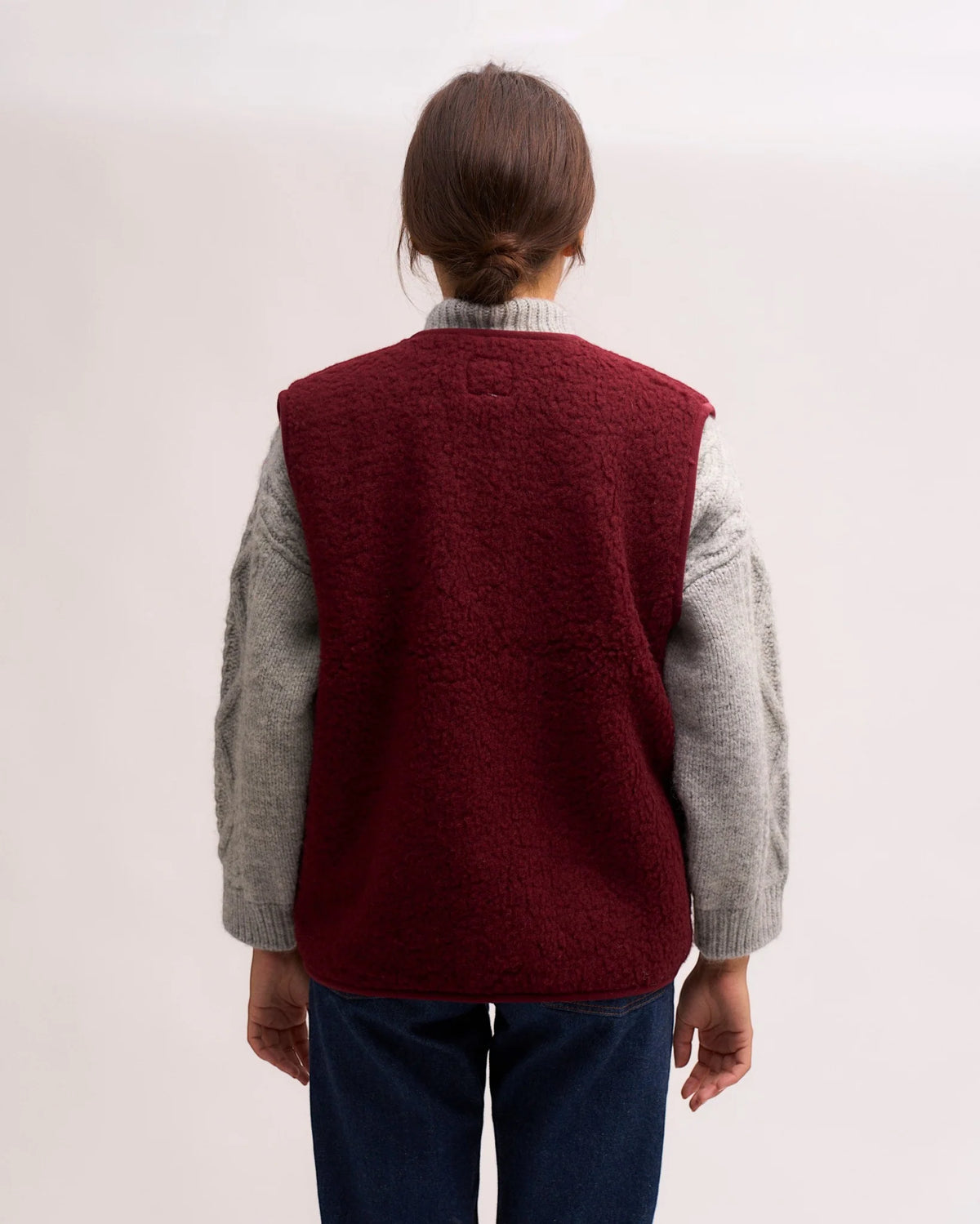 Veste sans manches Pepitko Coldbreaker laine bouclée Cherry Liqueur, septième vue
