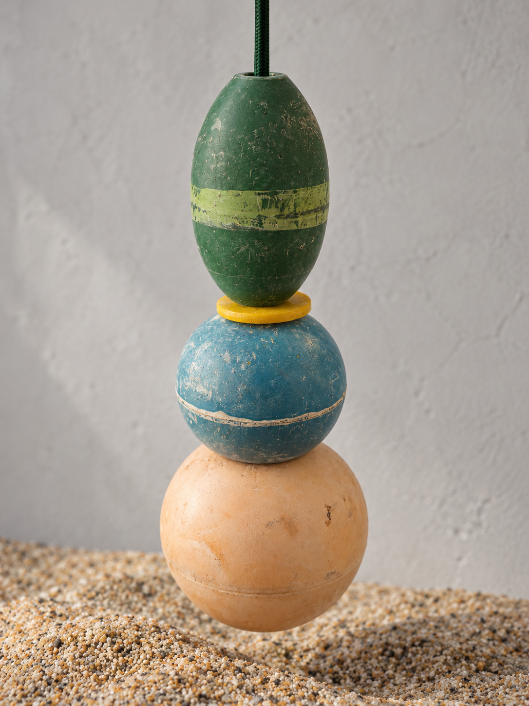Lampe totem Dérive en flotteurs de pêche vert bleu blanc, vue principale