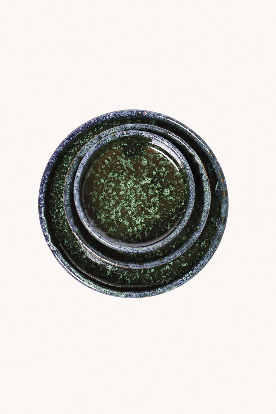 L'ÎLE BLEUE - LOT DE 3 PLATS EN TAMEGROUTE BLEU ET VERT