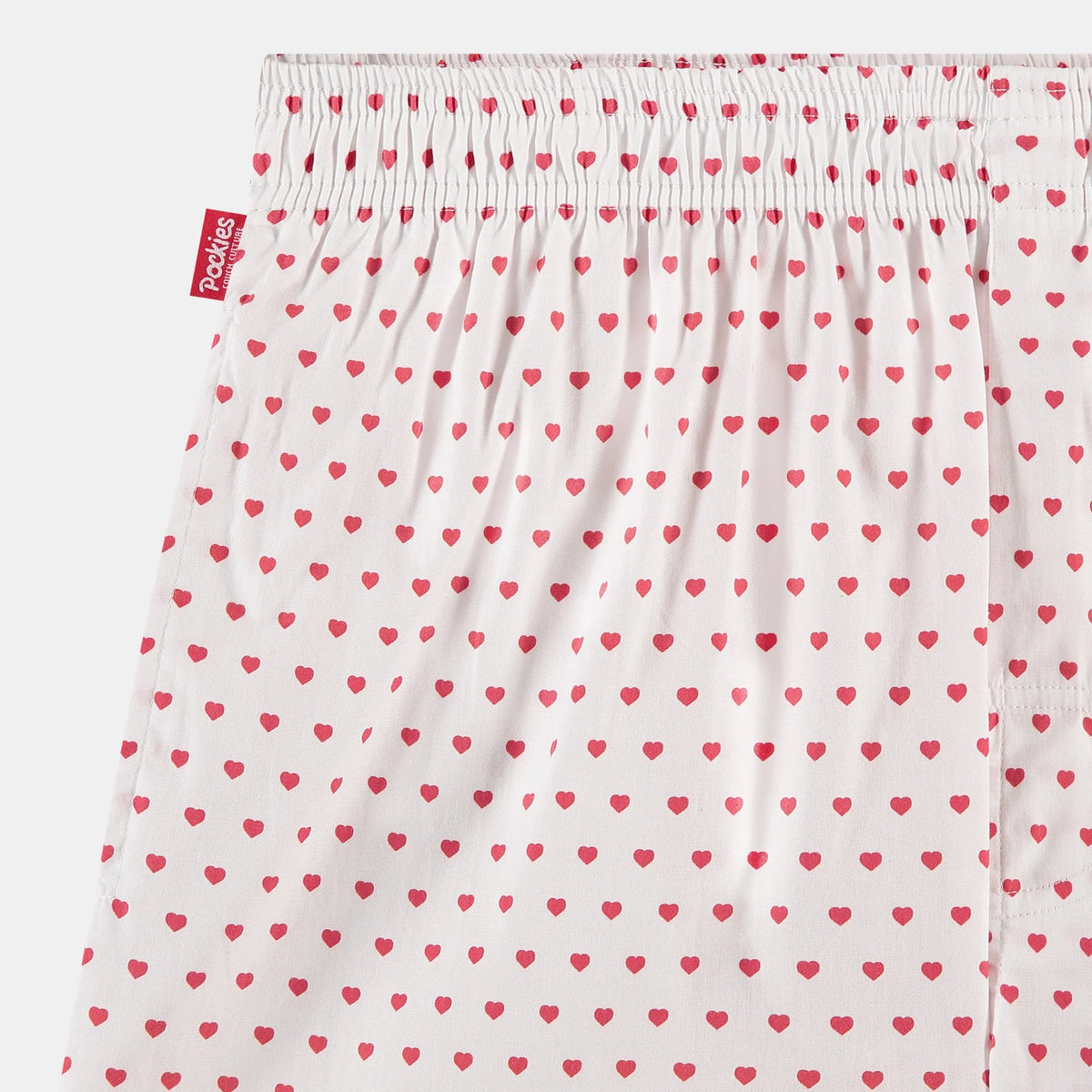 Boxer Pockies Dirty Love rouge en coton bio, vue de présentation