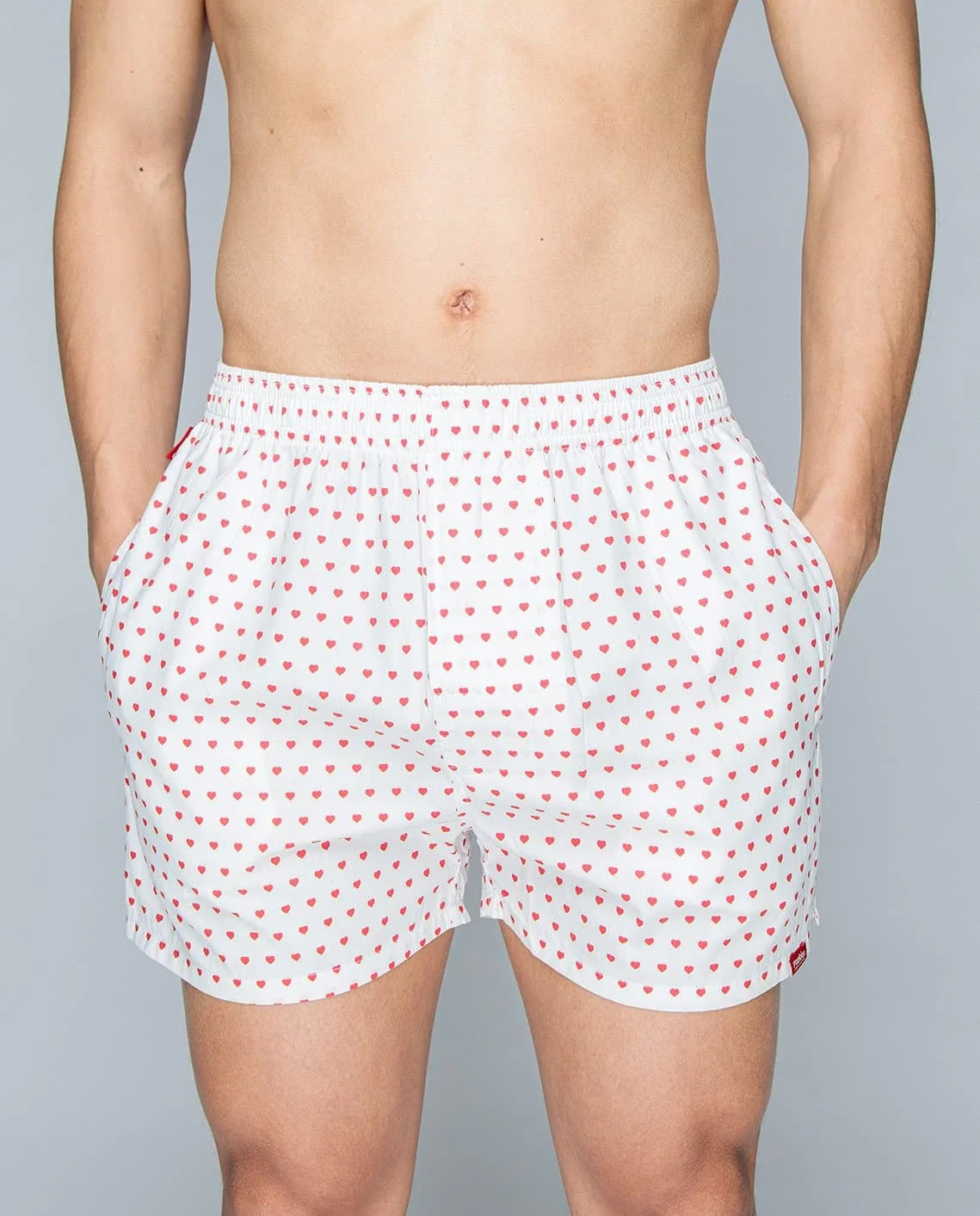 Boxer Pockies Dirty Love rouge en coton bio, autre angle