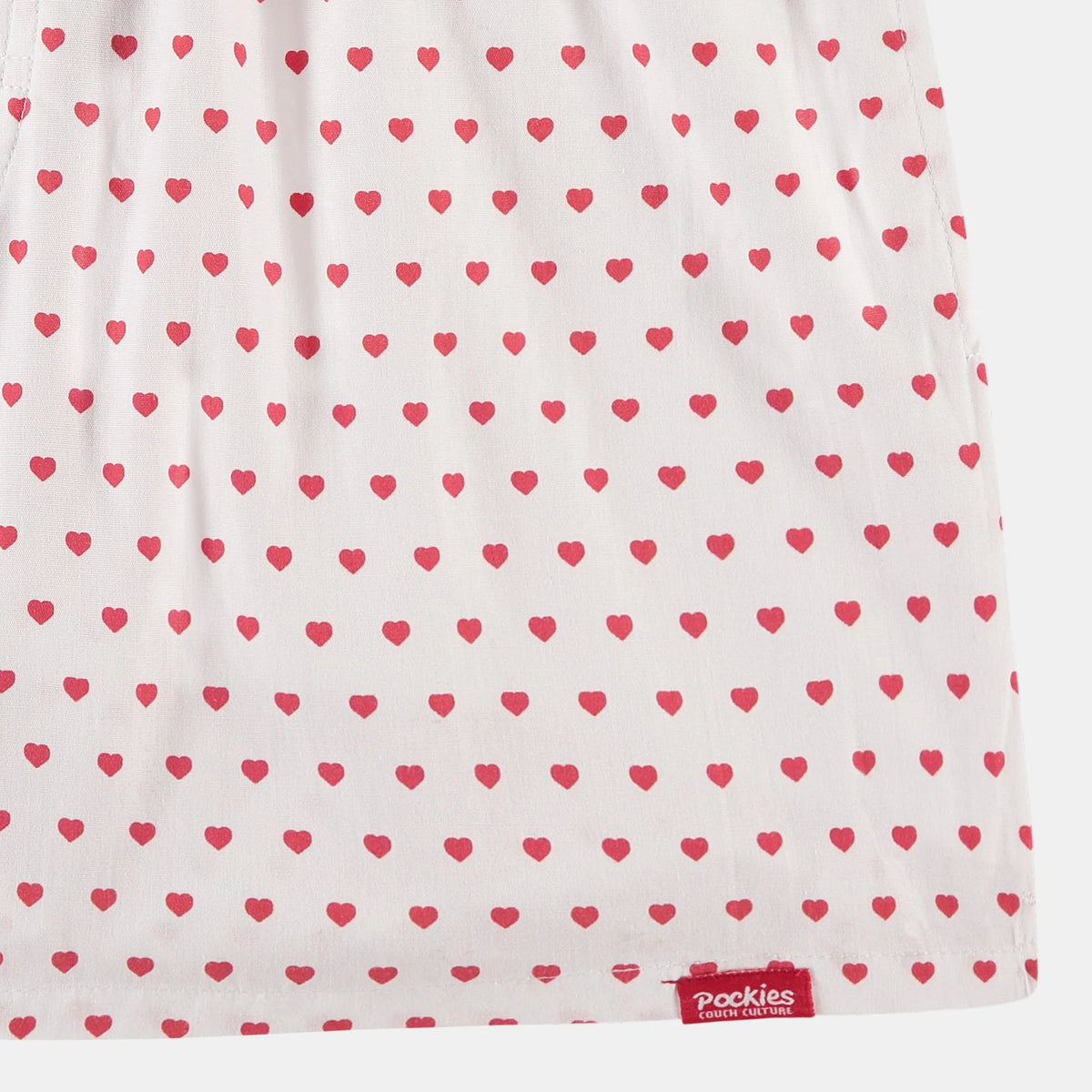 Boxer Pockies Dirty Love rouge en coton bio, mise en situation