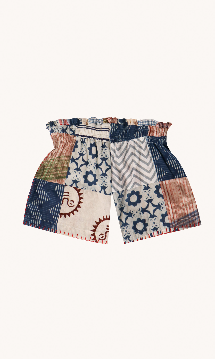 L'Ile Bleue - Short Boubou Pour Fille Patchwork Indigo