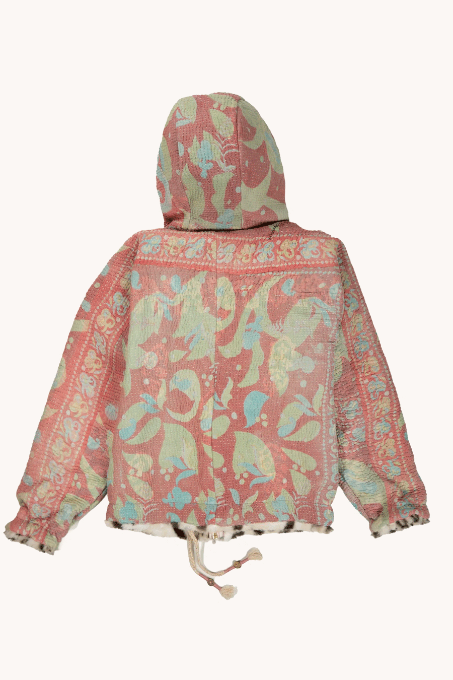 L’ÎLE BLEUE - MANTEAU KANTHA FOURRÉ HOODIE