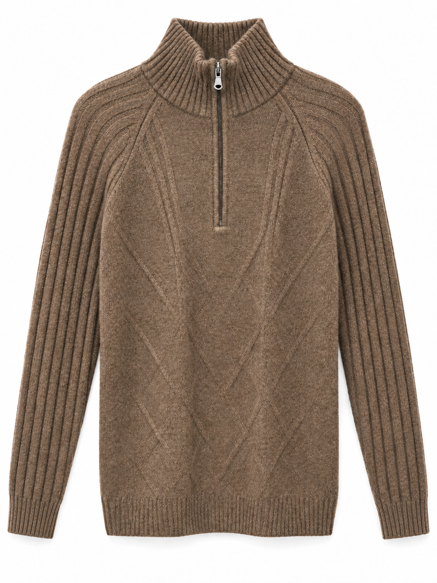 Pull camionneur homme Esthème en cachemire coloris moka, vue principale