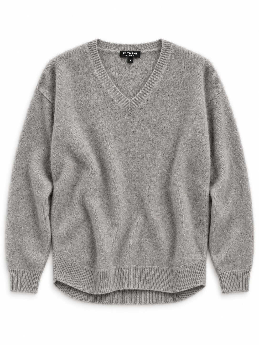 Pull col V bas arrondi Esthème raccoon coloris hibou, vue principale