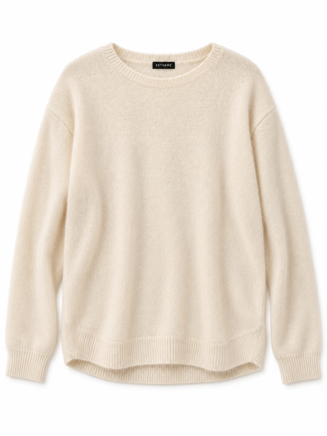 Pull ras de cou femme Esthème raccoon coloris crème, vue principale