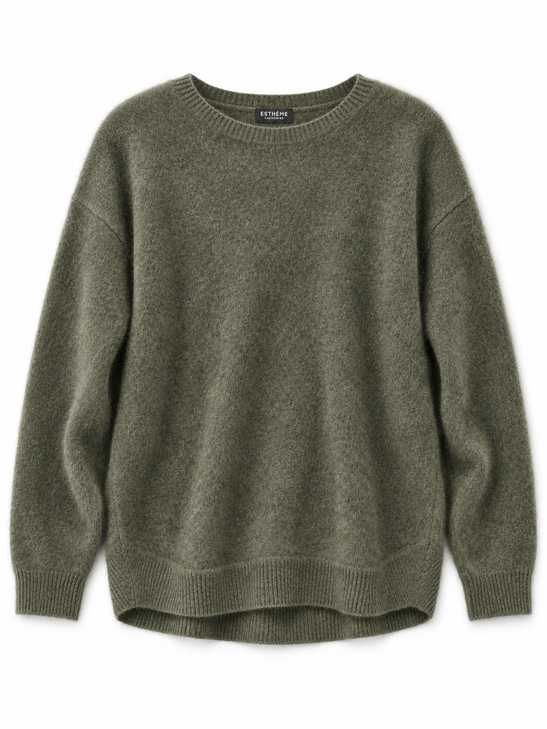 Pull ras de cou femme Esthème raccoon coloris végétal, vue principale