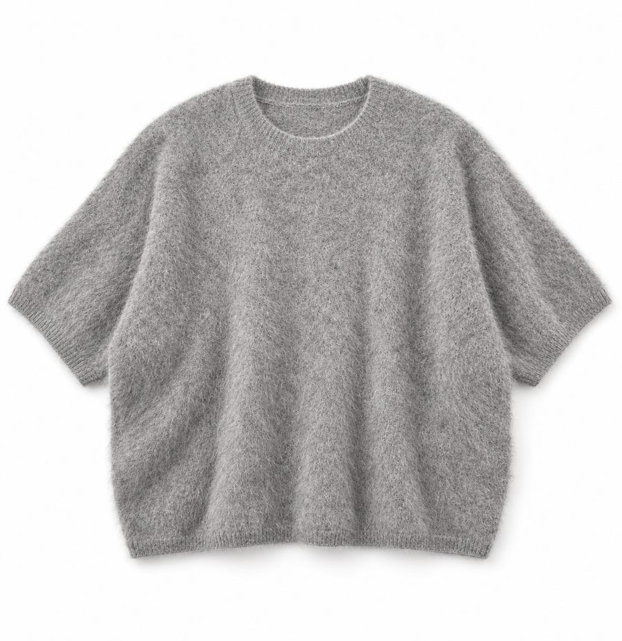 Pull ras de cou manches courtes Esthème coloris hibou, vue principale