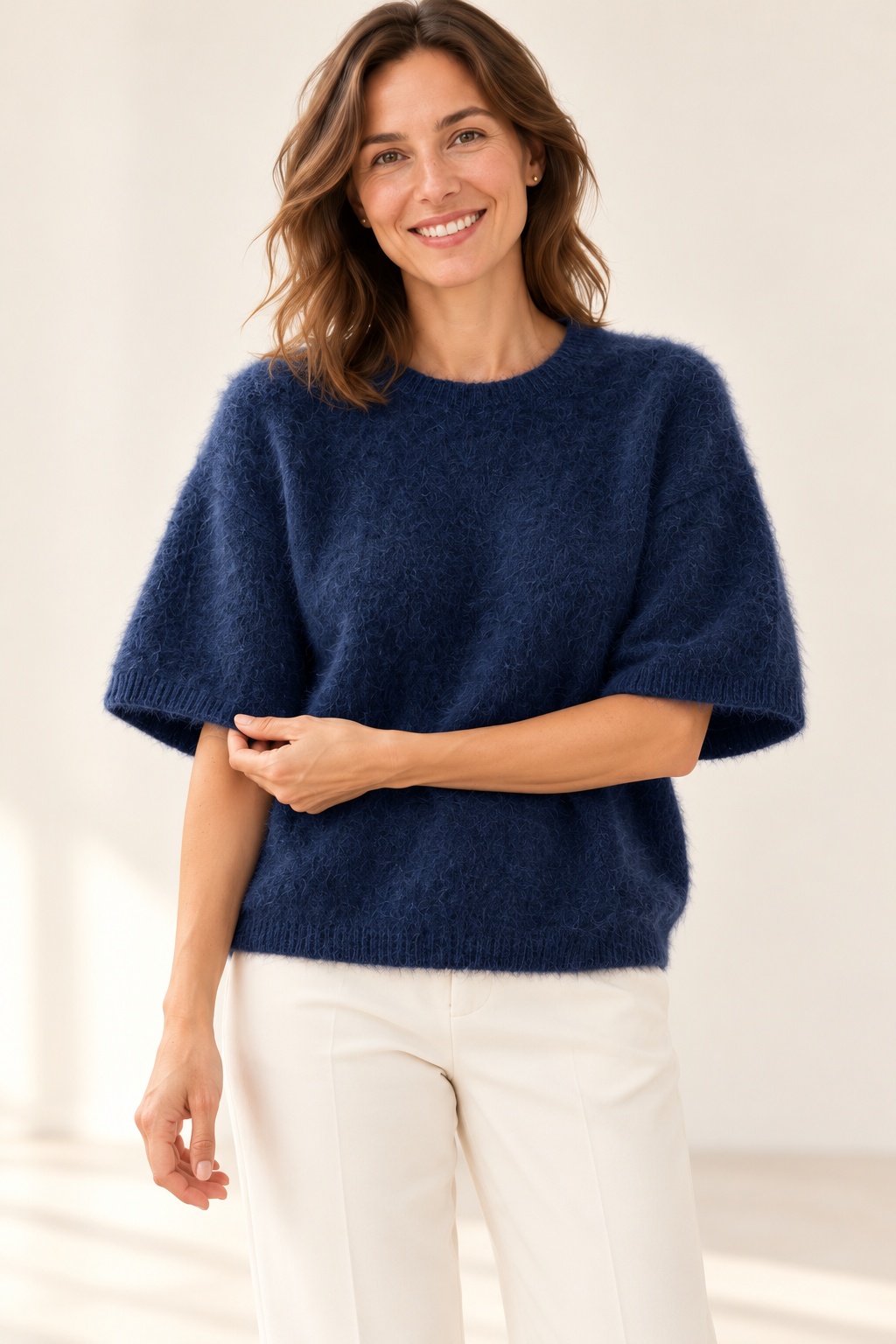 Pull ras de cou manches courtes Esthème coloris nuit, troisième vue