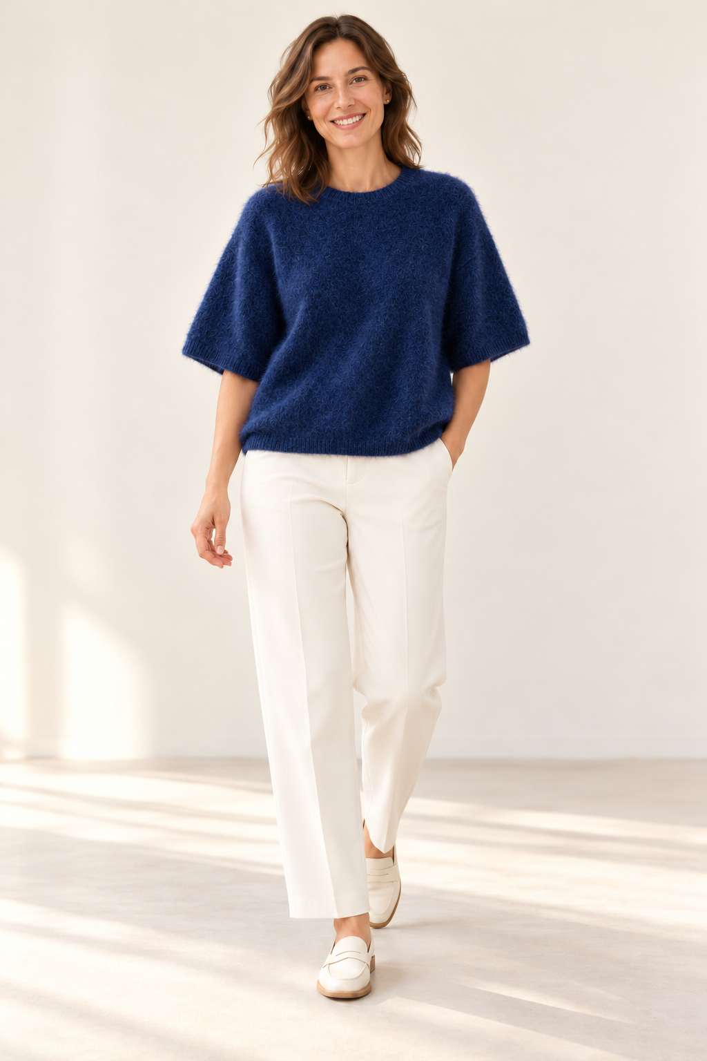Pull ras de cou manches courtes Esthème coloris nuit, quatrième vue
