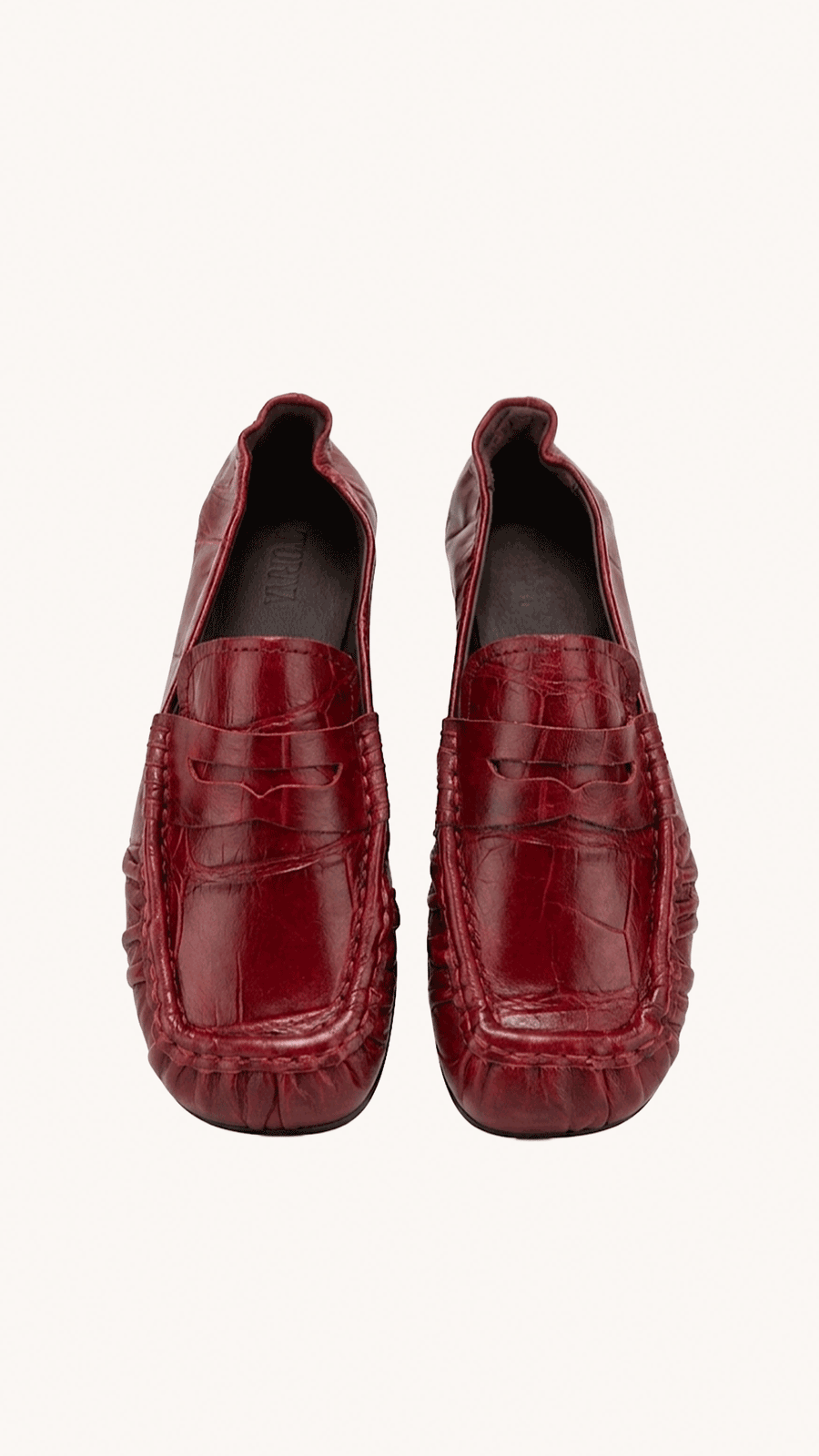 TORAL - Mocassins Femme Penny Crocodile Bordeaux
