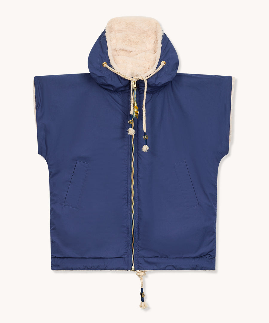 THE BLUE ISLAND - BLUE SLEEVE-FREE HOODIE