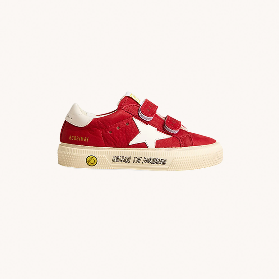 GOLDEN GOOSE - SNEAKERS MAY SCHOOL LEATHER UPPER STAR RED