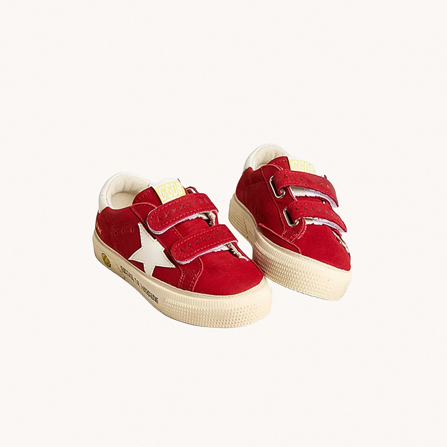 GOLDEN GOOSE - SNEAKERS MAY SCHOOL LEATHER UPPER STAR RED