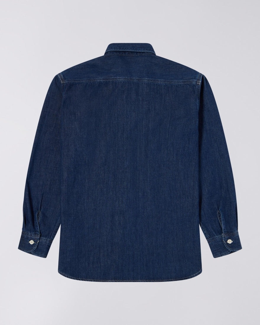 Chemise homme Edwin Work Shirt en denim blue dark used, troisième vue