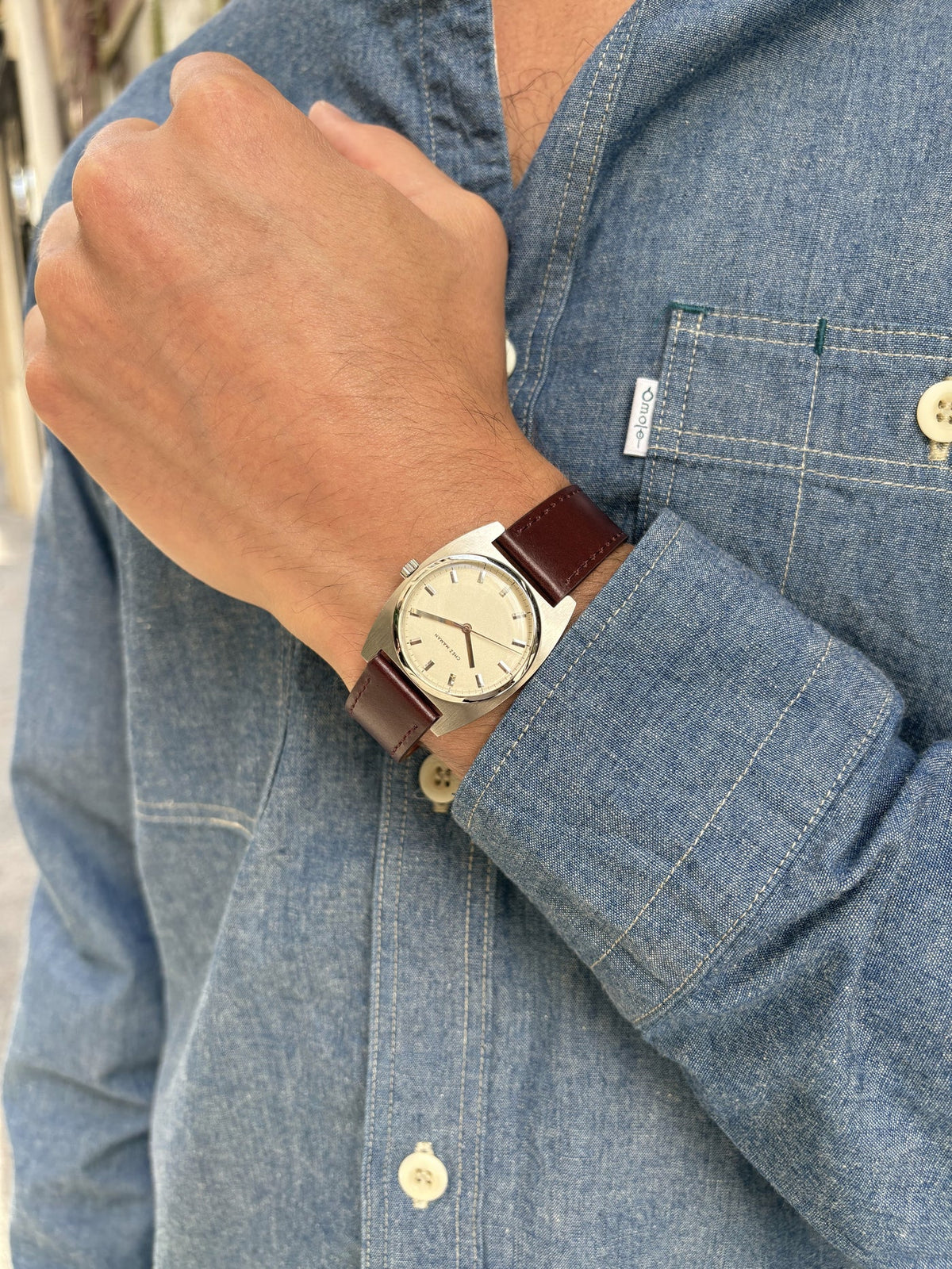 Montre Chez Maman La Phoenix Silver cuir marron, troisième vue
