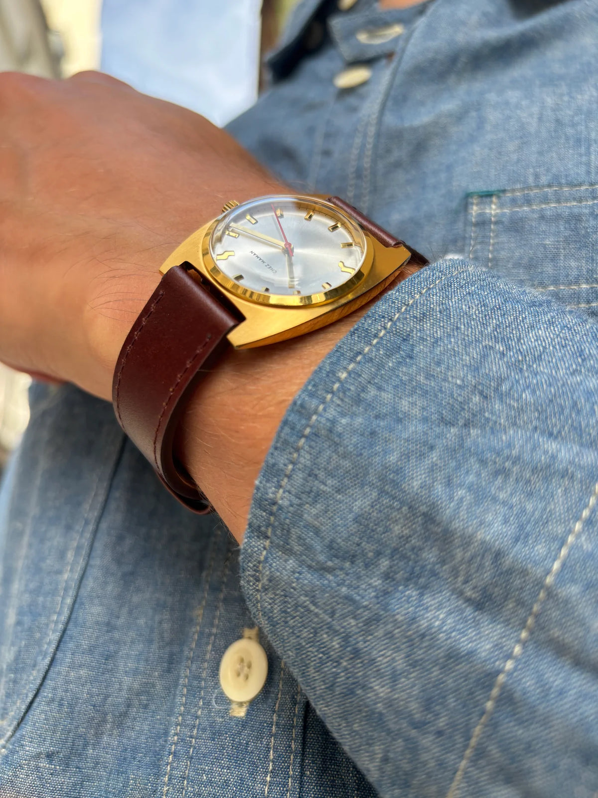 Montre Chez Maman La Phoenix Gold cuir marron, troisième vue