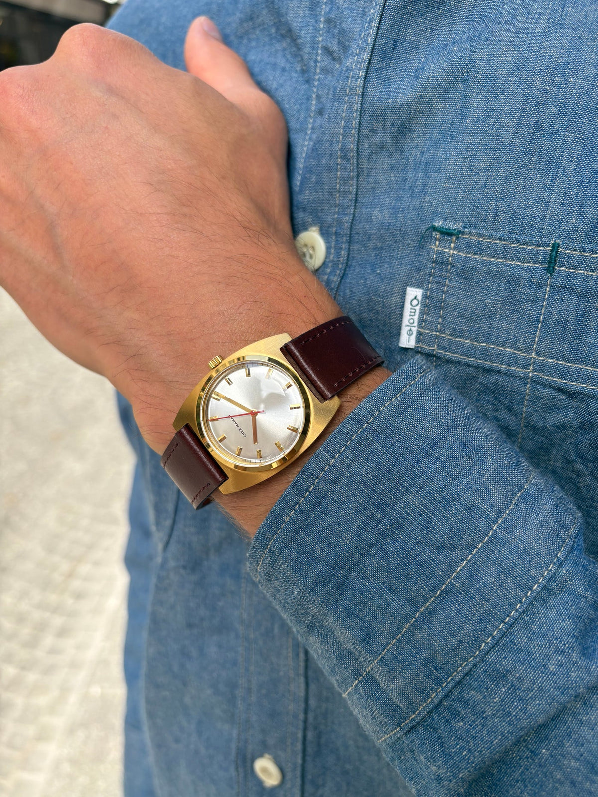 Montre Chez Maman La Phoenix Gold cuir marron, cinquième vue