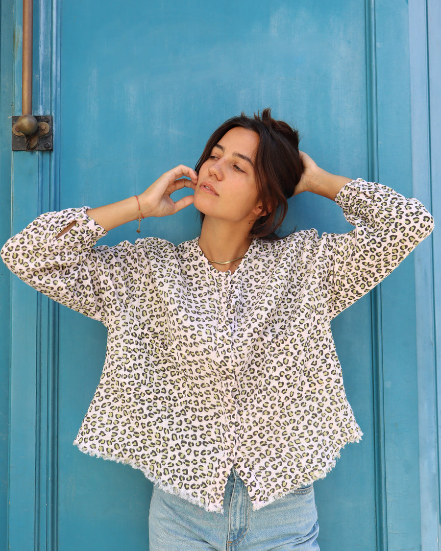 THE BLUE ISLAND - Kamini Leopard Blouse