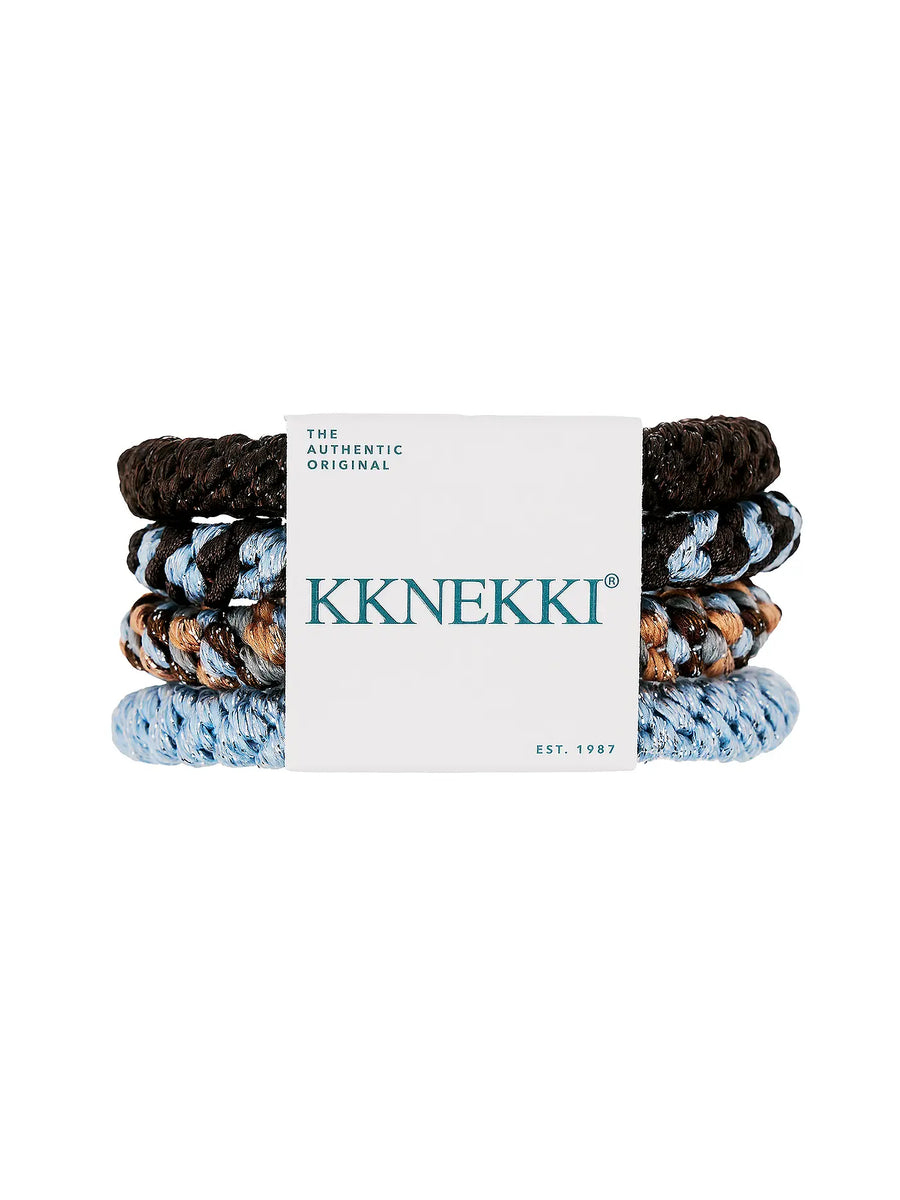 Lot de 4 élastiques à cheveux Kknekki Bundle 67 bleu et marron